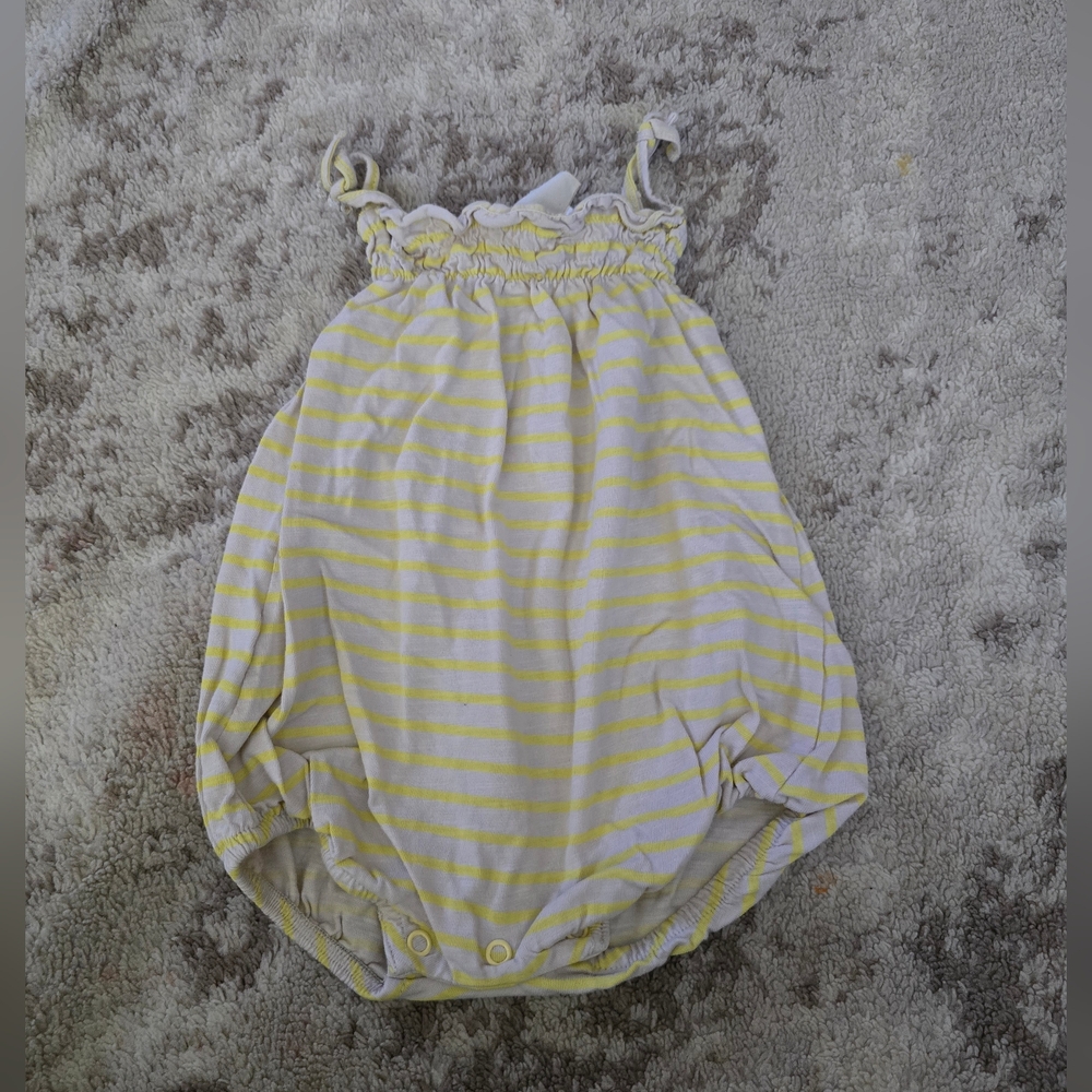Zara Striped Yellow and White Kids Bubble Romper